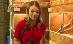 A snake attacked Australian journalist Sarah Cawte's mic