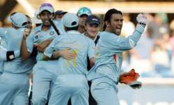 Team India's new captain MS Dhoni (far right) led team to World Cup triumph in inaugural World T20.